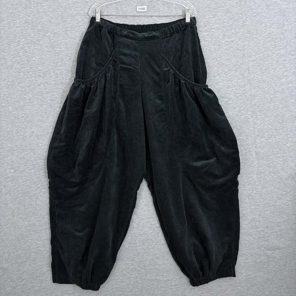 BDG Womens Size XL Black Ribbed Corduroy Drop Crotch Harem Pants Slouchy
